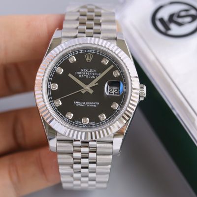 Rolex Datejust 41mm Replica 8215 Movement 316L Steel 41*10.8mm Men Black Dial Watch